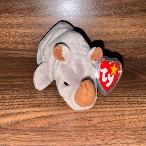 Ty Plush Spike the Rhino in Soft Gray and Warm Brown- 1996